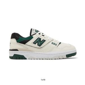 New Balance 550 Cream and Green Sneakers